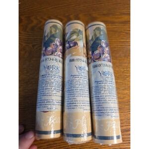 Vintage York Pre Pasted Wallpaper BORDER  3 Rolls FRUITS 5yd/roll NOS